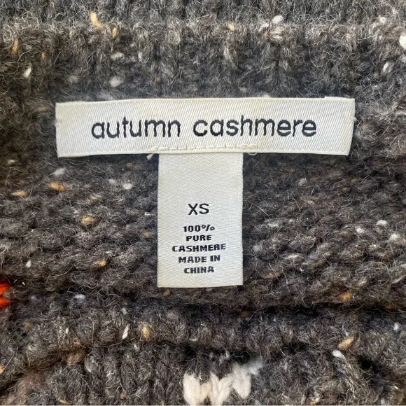 Autumn Cashmere Gray-Brown Tweed Houndstooth Plaid Sweater Sz XS - Picture 3 of 6